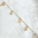 Bracelet Box 4.5gr / 18.5cm-20.5cm / "Airplane - Faith - Clover - Letter C - Leaf - Heart" 18K Yellow Gold ©