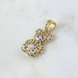 Pendant Bear 4.75gr / 2.8cm / White - Black Zircons Two-tone 18K Yellow and White Gold