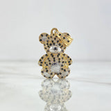 Pendant Bear 4.75gr / 2.8cm / White - Black Zircons Two-tone 18K Yellow and White Gold