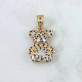 Pendant Bear 4.75gr / 2.8cm / White - Black Zircons Two-tone 18K Yellow and White Gold