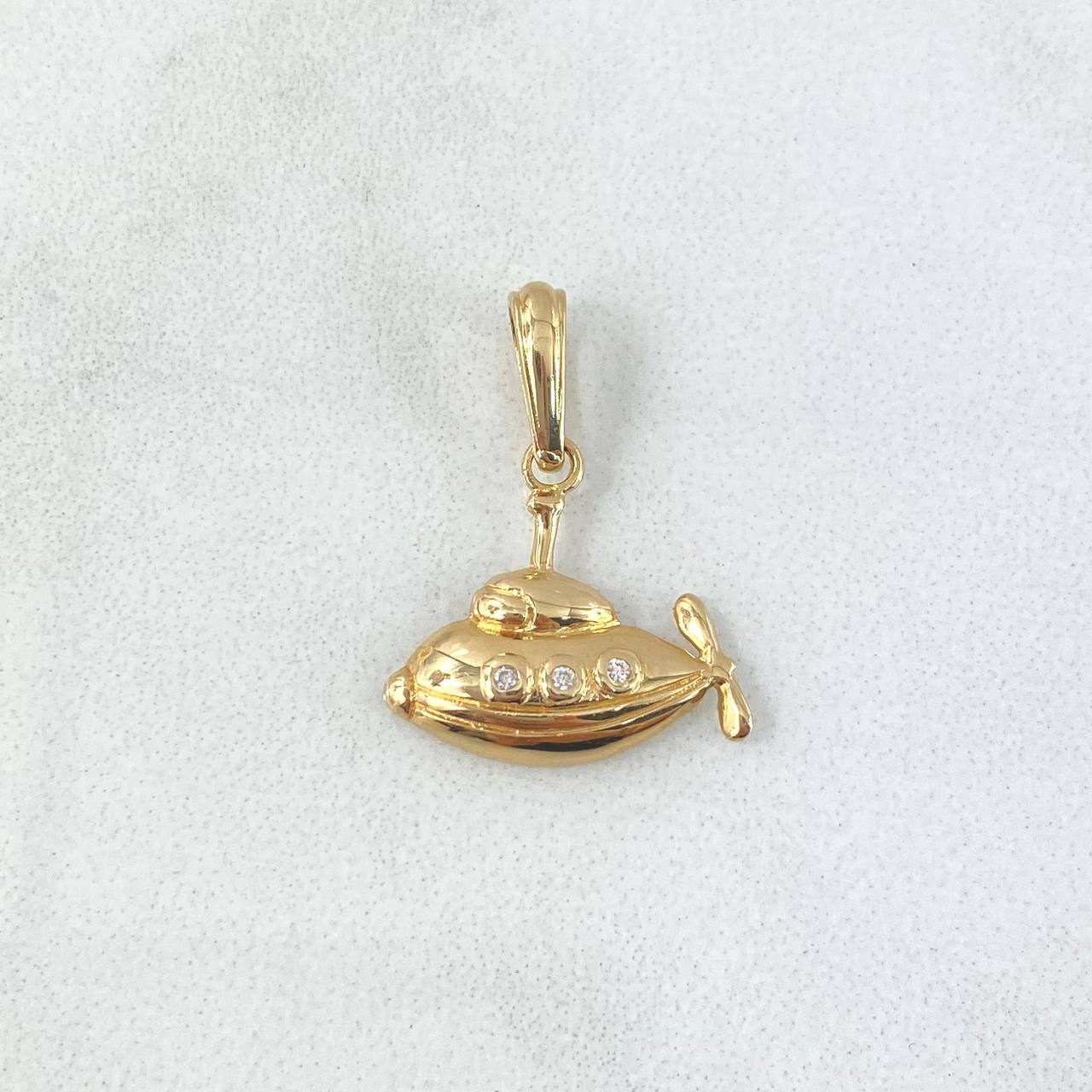 Pendant Submarine 1gr / 2cm / White Zircons 18K Yellow Gold