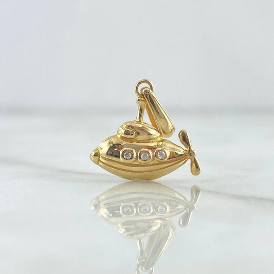 Pendant Submarine 1gr / 2cm / White Zircons 18K Yellow Gold