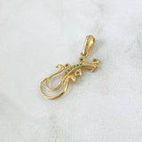 Pendant Abstract Guitar 1.35gr / 2.6cm / Green Zircons 18K Yellow Gold