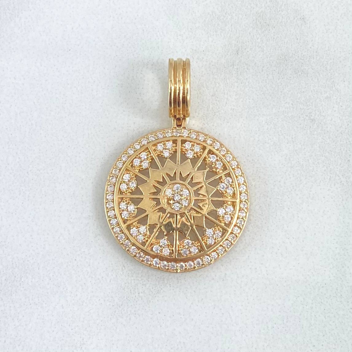 Pendant Kaleidoscope 4.3gr / 2.8cm / White Zirconia 18K Yellow Gold