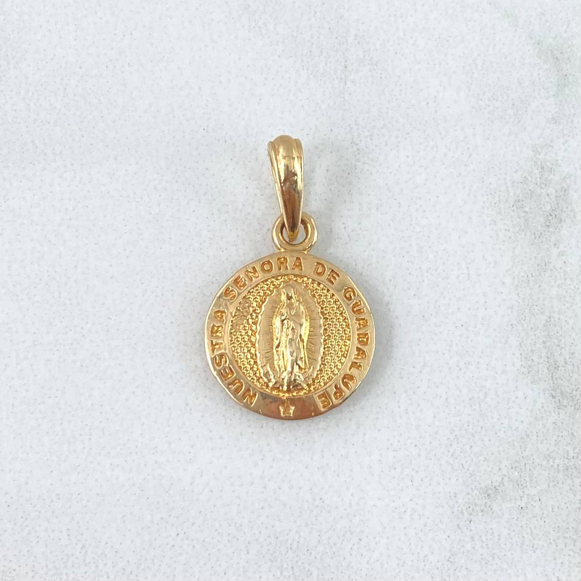 Dije Medalla Virgen Guadalupe 1.55gr / 2cm / Texturizado Oro Amarillo 18K