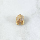 Charm Spartan Helmet 2.55gr / 1.2cm / White Zircons 18K Yellow Gold *
