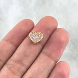 Herraje Corazón Punto 1.55gr / 0.8cm / Circones Blancos Oro Rosa 18K