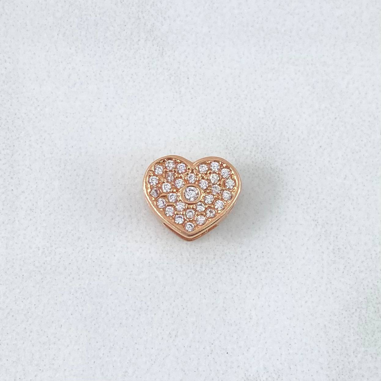 Herraje Corazón Punto 1.55gr / 0.8cm / Circones Blancos Oro Rosa 18K