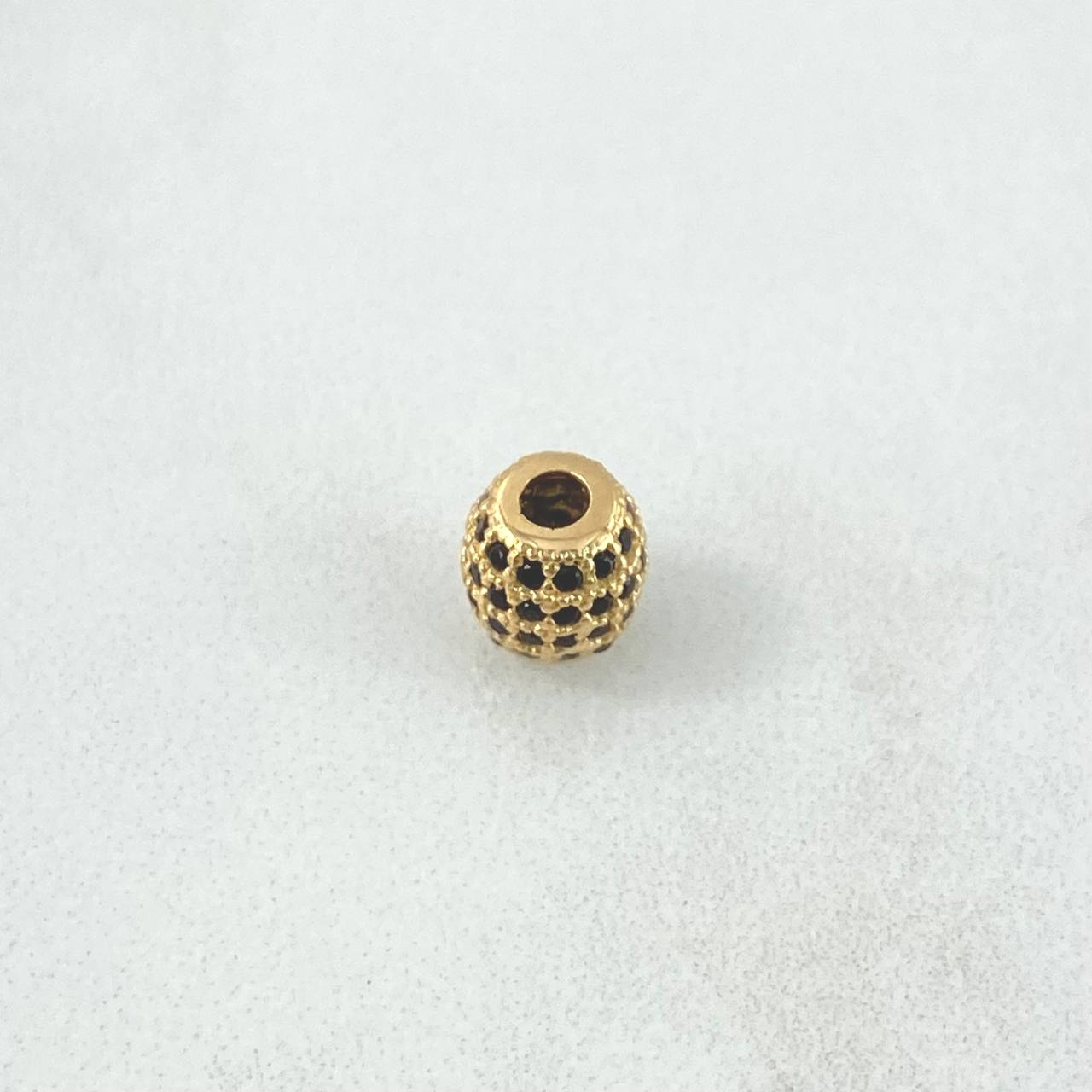 Herraje Barril de Fuego 0.85gr / 0.7cm / Circones Negros Oro Amarillo 18K *