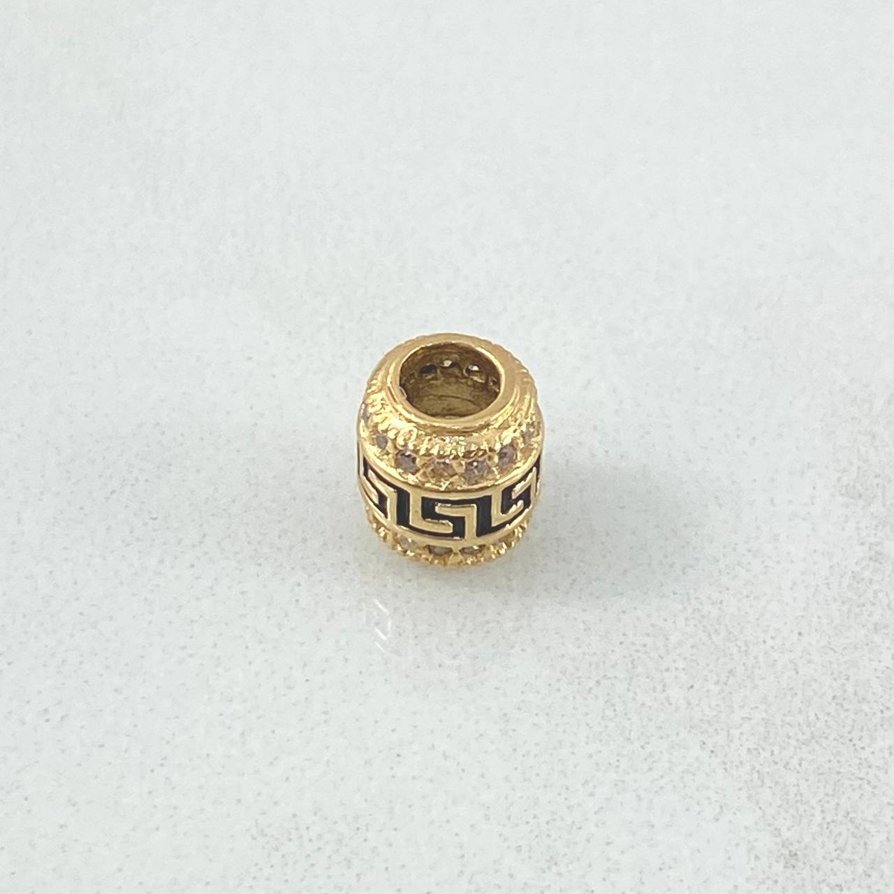 Herraje Barril Tribal 1.4gr / 0.8cm / Circones Blancos Oro Amarillo 18K