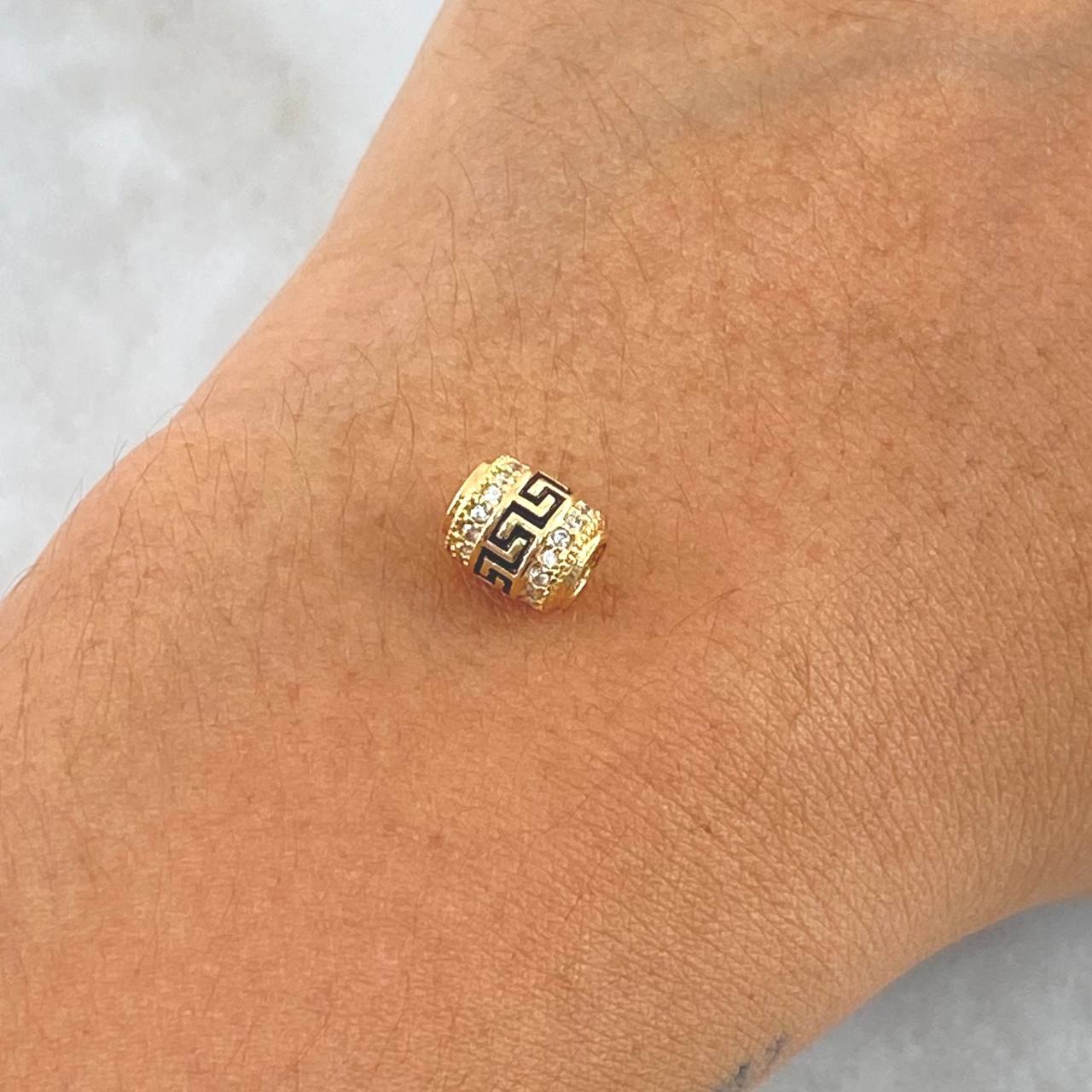 Herraje Barril Tribal 1.45gr / 0.8cm / Circones Blancos Oro Amarillo 18K