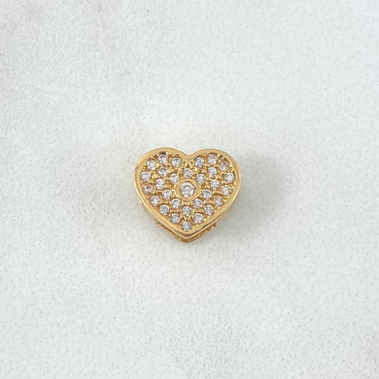 Herraje Corazón Punto 1.6gr / 0.8cm / Circones Blancos Oro Amarillo 18K