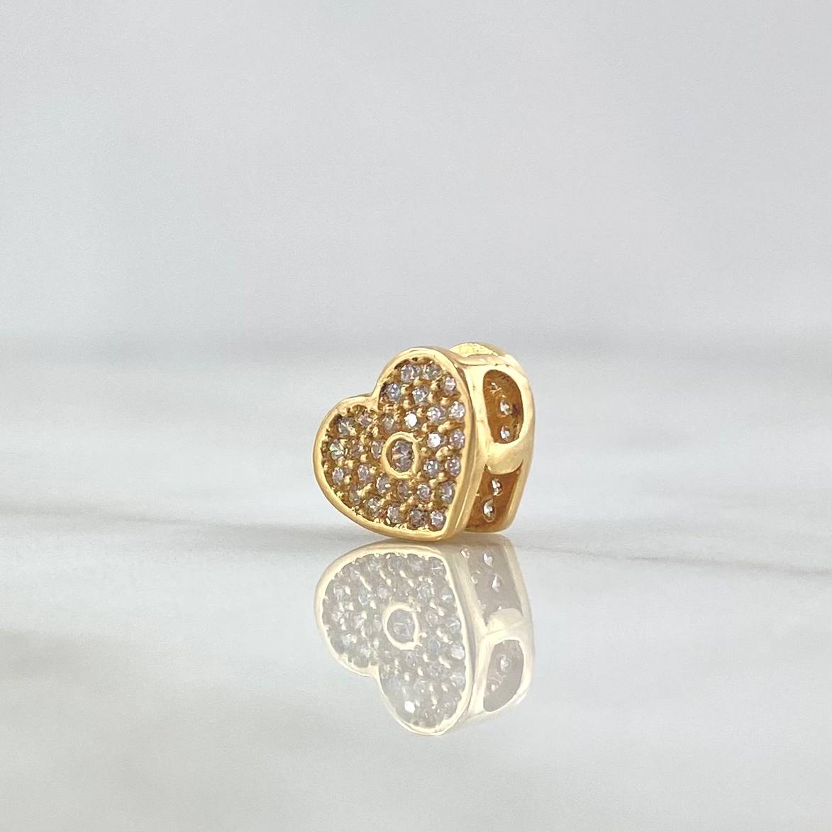 Herraje Corazón Punto 1.6gr / 0.8cm / Circones Blancos Oro Amarillo 18K