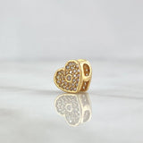 Herraje Corazón Punto 1.6gr / 0.8cm / Circones Blancos Oro Amarillo 18K