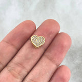 Herraje Corazón Punto 1.6gr / 0.8cm / Circones Blancos Oro Amarillo 18K