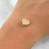 Herraje Corazón Punto 1.6gr / 0.8cm / Circones Blancos Oro Amarillo 18K