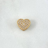 Herraje Corazón Punto 1.6gr / 0.8cm / Circones Blancos Oro Amarillo 18K