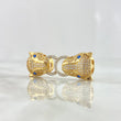 Charm Panthers Hoop 6.55gr / 3.6cm / White Zircons - Blue Eyes 18K Yellow Gold