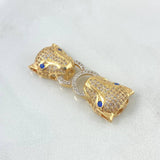 Charm Panthers Hoop 6.55gr / 3.6cm / White Zircons - Blue Eyes 18K Yellow Gold