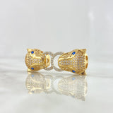 Charm Panthers Hoop 6.55gr / 3.6cm / White Zircons - Blue Eyes 18K Yellow Gold