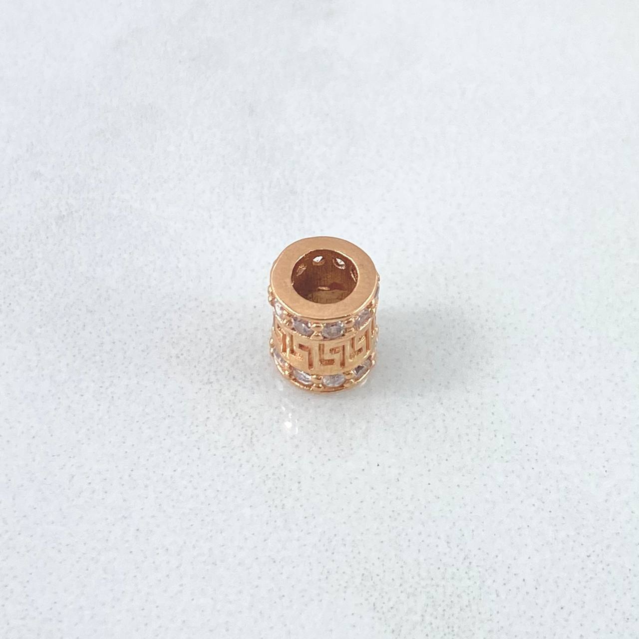 Herraje Barril Tribal 1.55gr / 0.8cm / Circones Blancos Oro Rosa 18K