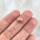 Herraje Barril Tribal 1.55gr / 0.8cm / Circones Blancos Oro Rosa 18K