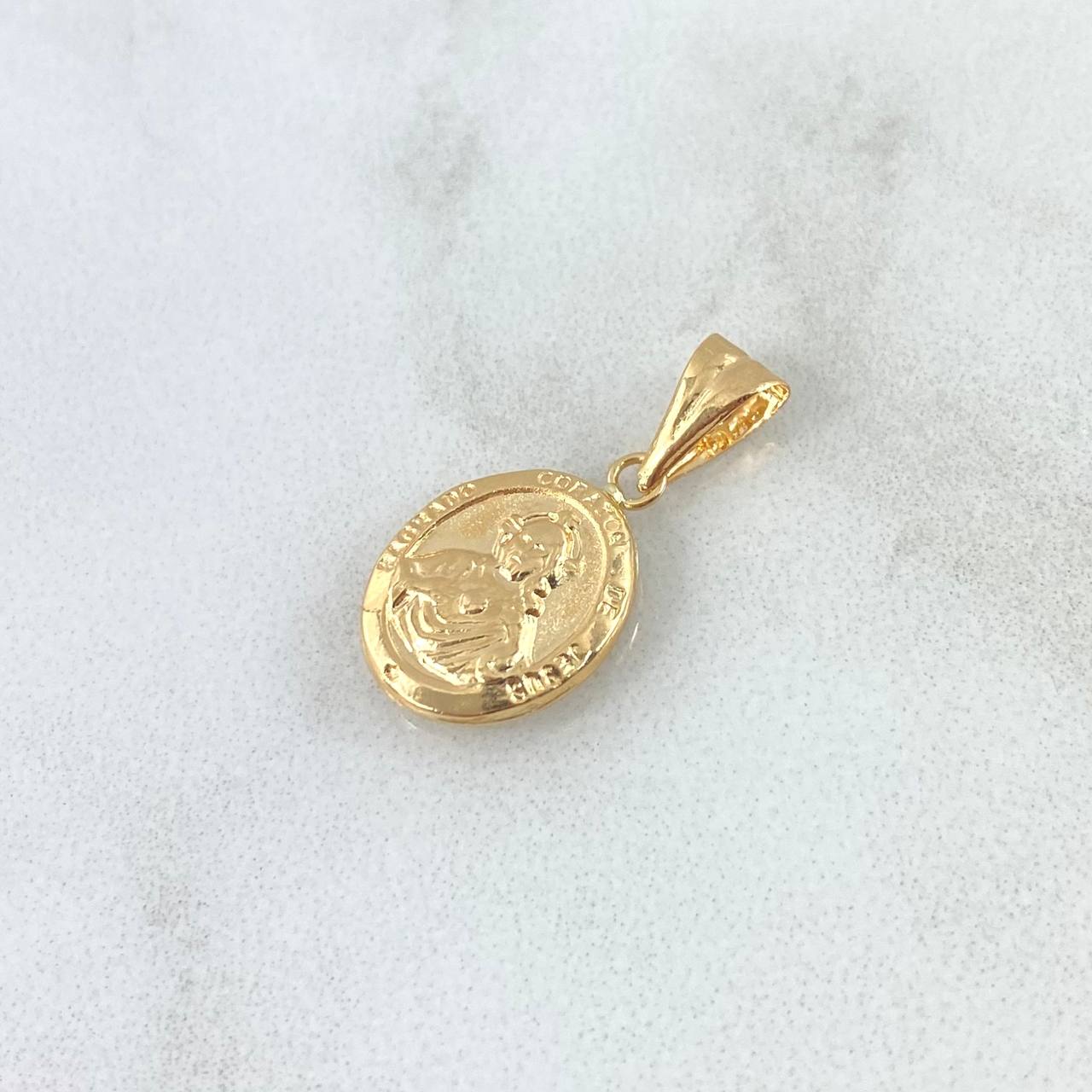 Dije Sagrado Corazón De Jesús - Virgen Del Carmen 0.8gr / 2mm Mate - Liso Oro Amarillo 18K ©