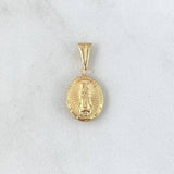 Pendant Oval Virgin Guadalupe 0.8gr / 2.2mm Stamped - Smooth Charger 18K Yellow Gold ©