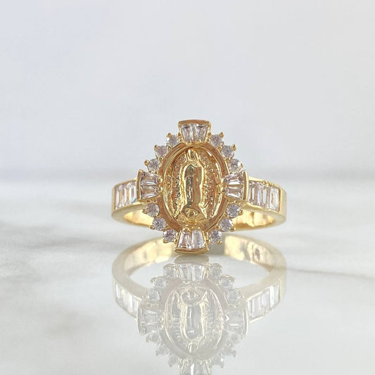 Virgin Miraculous Ring 4.6gr / Size 8 3/4 / White Zircons 18K Yellow Gold