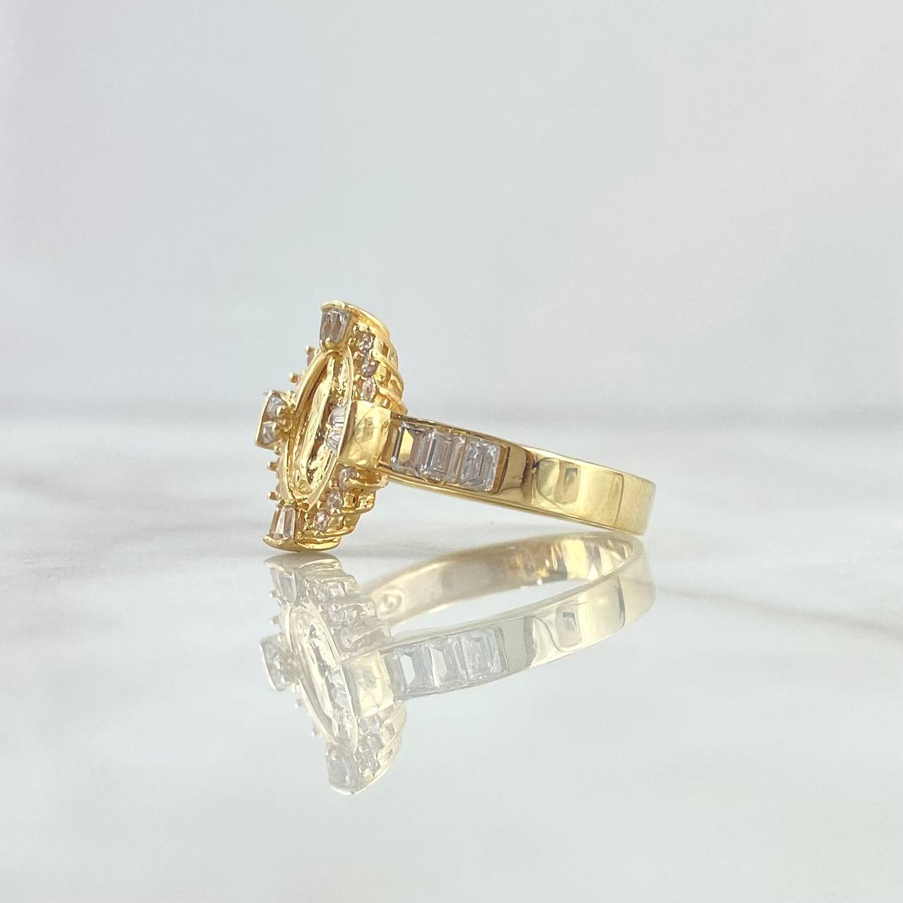 Virgin Miraculous Ring 4.6gr / Size 8 3/4 / White Zircons 18K Yellow Gold