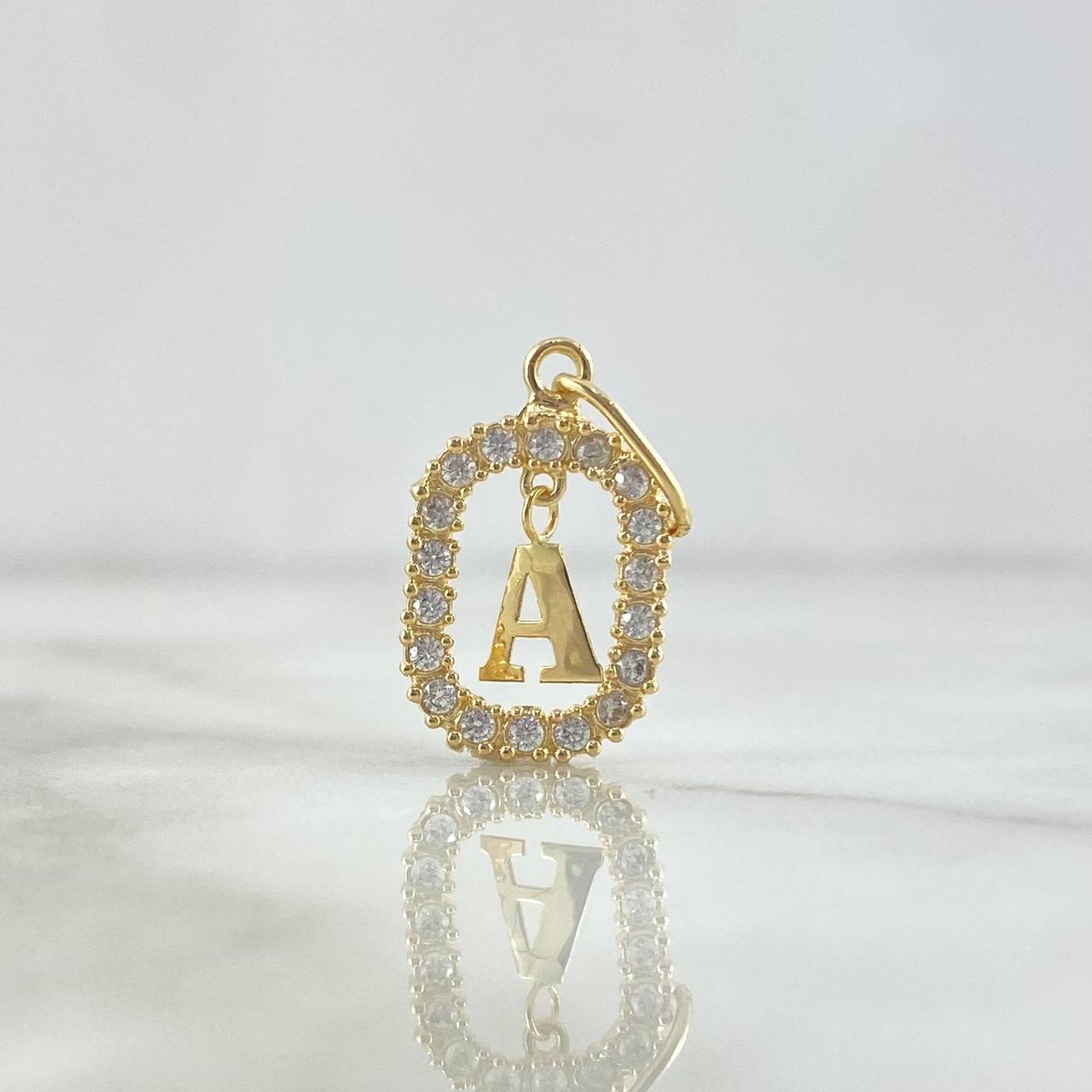Pendant Letter A Frame 1.3gr / 2.5cm - 1.8cm / White Zircons 18K Yellow Gold
