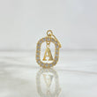 Pendant Letter A Frame 1.3gr / 2.5cm - 1.8cm / White Zircons 18K Yellow Gold