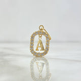Pendant Letter A Frame 1.3gr / 2.5cm - 1.8cm / White Zircons 18K Yellow Gold