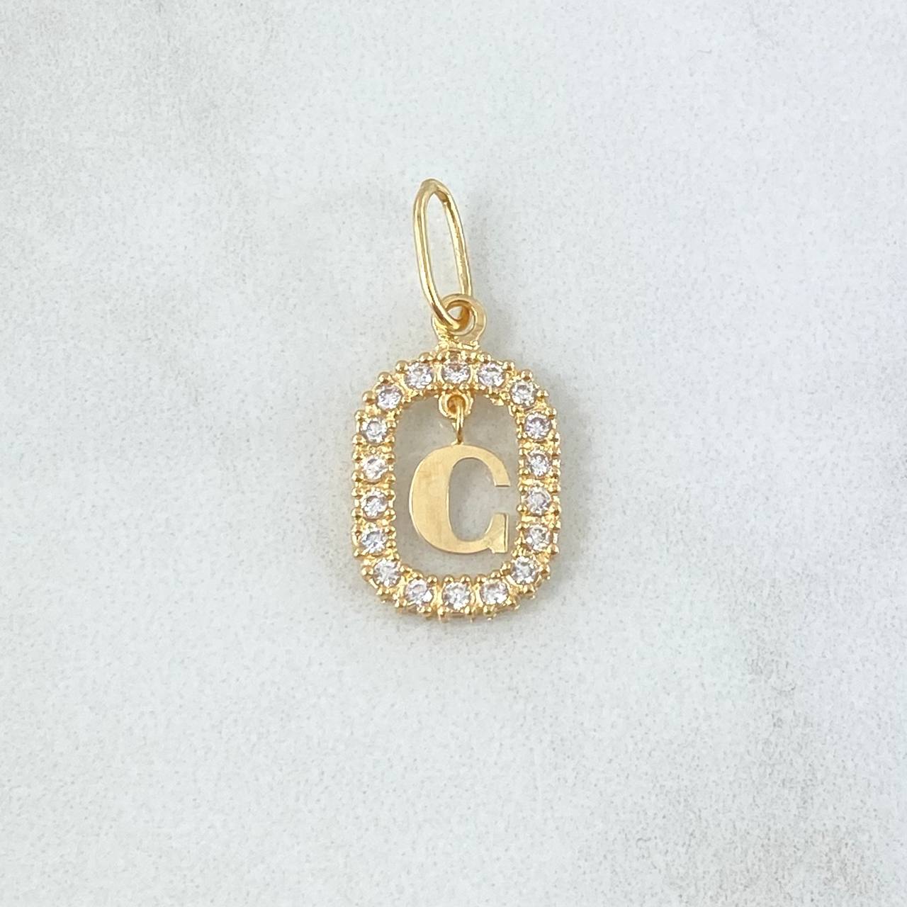 Pendant Letter G Frame 1.45gr / 2.5cm - 1.8cm / White Zircons 18K Yellow Gold