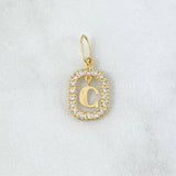 Pendant Letter G Frame 1.45gr / 2.5cm - 1.8cm / White Zircons 18K Yellow Gold