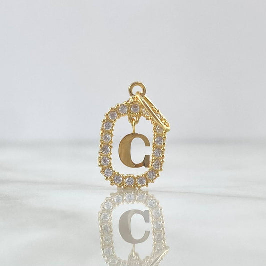 Pendant Letter G Frame 1.45gr / 2.5cm - 1.8cm / White Zircons 18K Yellow Gold