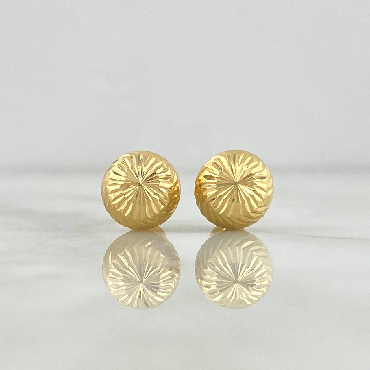 Stud Earrings Bead 1.7gr / 10mm Diamond Cut 18K Yellow Gold ©