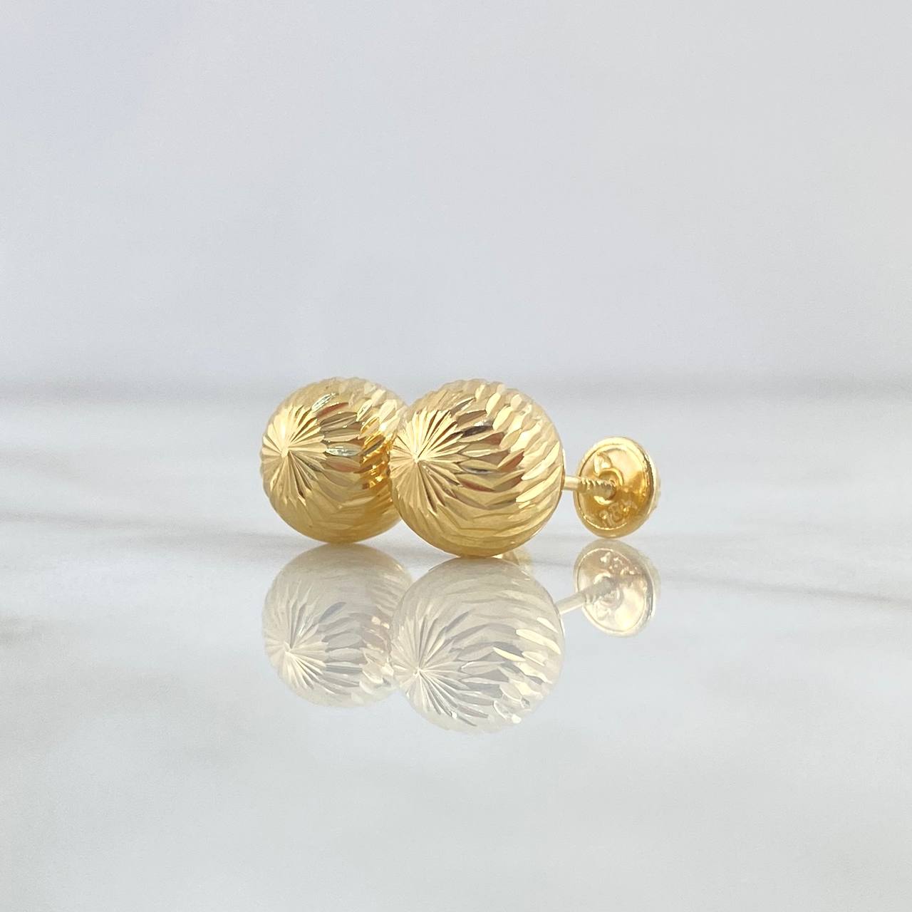 Stud Earrings Bead 1.55gr / 9mm Diamond Cut 18K Yellow Gold ©