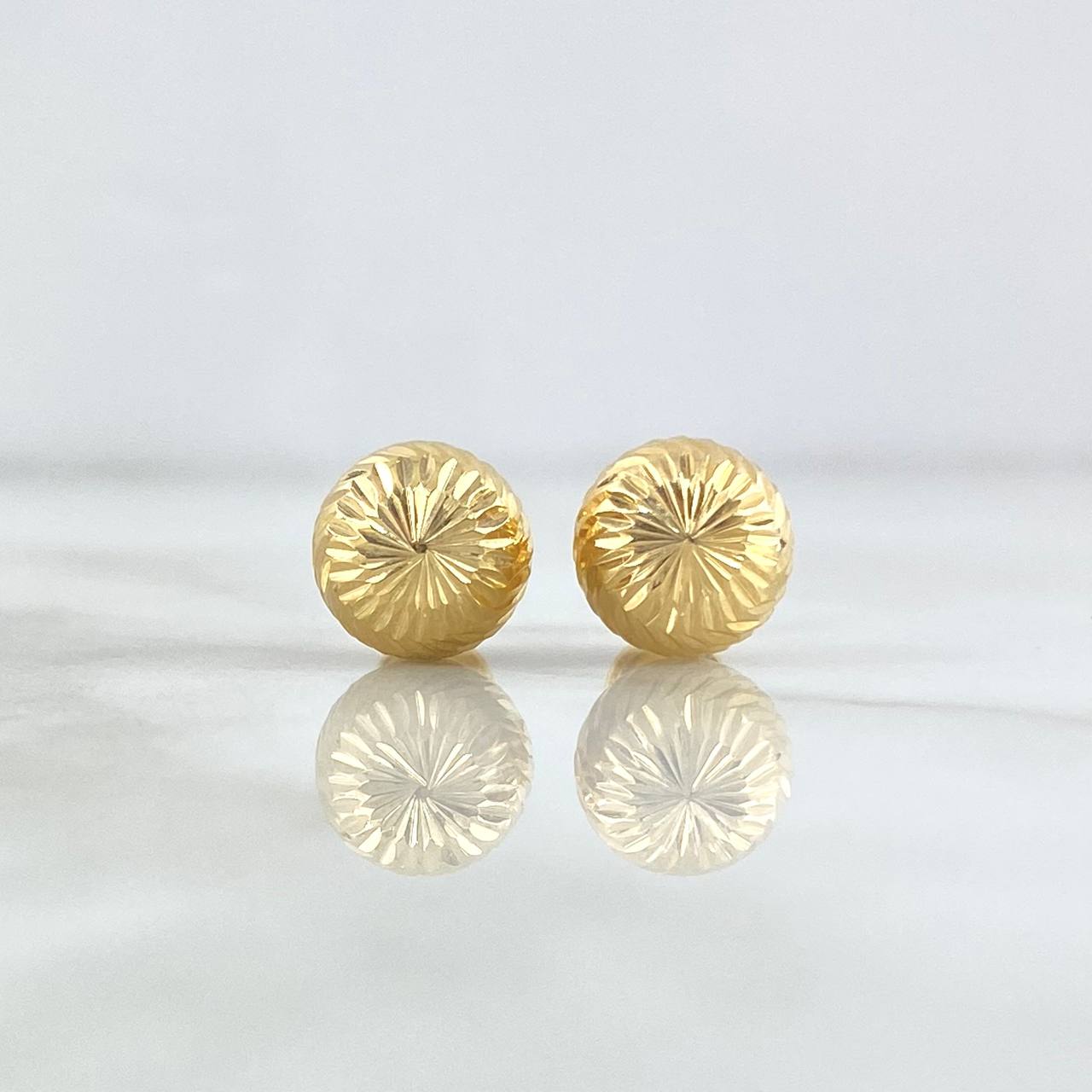 Stud Earrings Bead 1.55gr / 9mm Diamond Cut 18K Yellow Gold ©