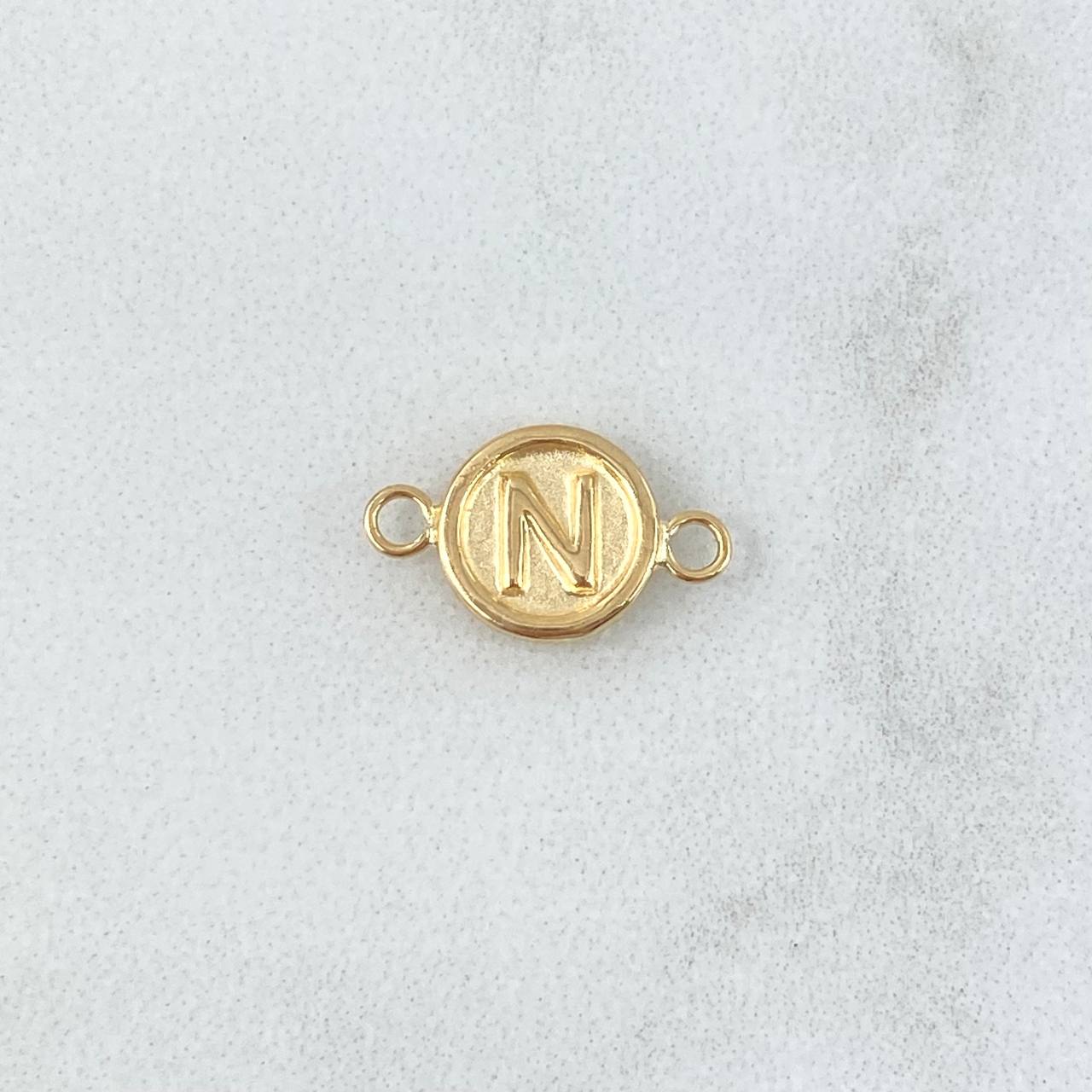 Charm Letter N 0.4gr / 1.3cm / Matte Yellow Gold 18K Circle