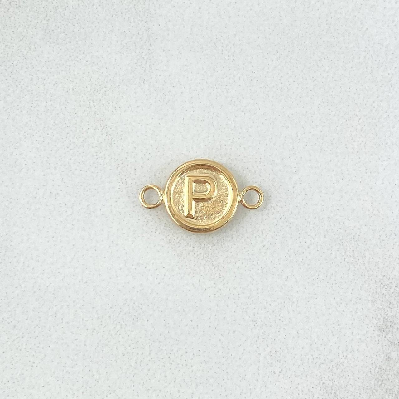 Charm Letter P 0.45gr / 1.3cm / Matte Yellow Gold 18K Circle