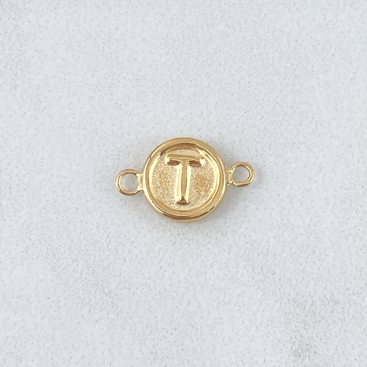 Charm Letter T 0.4gr / 1.3cm / Matte Yellow Gold 18K Circle