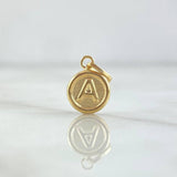 Pendant Letter A 0.45gr / 1.4cm / Matte Circle 18K Yellow Gold