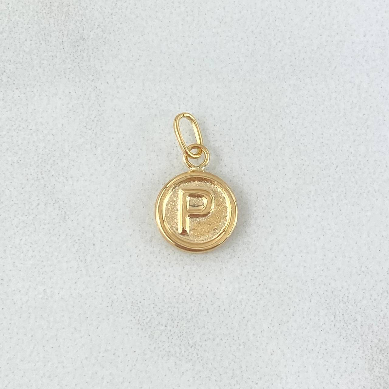 Pendant Letter P 0.4gr / 1.4cm / Matte Circle 18K Yellow Gold
