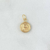 Pendant Letter P 0.4gr / 1.4cm / Matte Circle 18K Yellow Gold