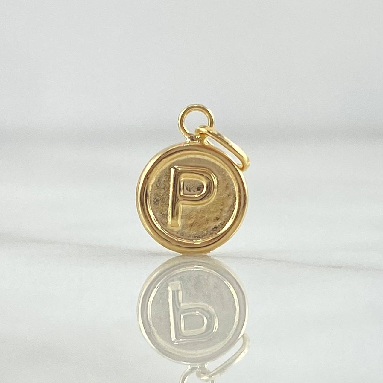 Pendant Letter P 0.4gr / 1.4cm / Matte Circle 18K Yellow Gold