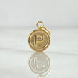 Pendant Letter P 0.4gr / 1.4cm / Matte Circle 18K Yellow Gold