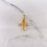 Pendant Airplane 2.65gr / 2.5cm / White Zircons 18K Yellow Gold #