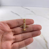 Pendant Airplane 2.65gr / 2.5cm / White Zircons 18K Yellow Gold #
