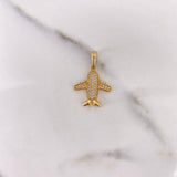 Pendant Airplane 2.65gr / 2.5cm / White Zircons 18K Yellow Gold #